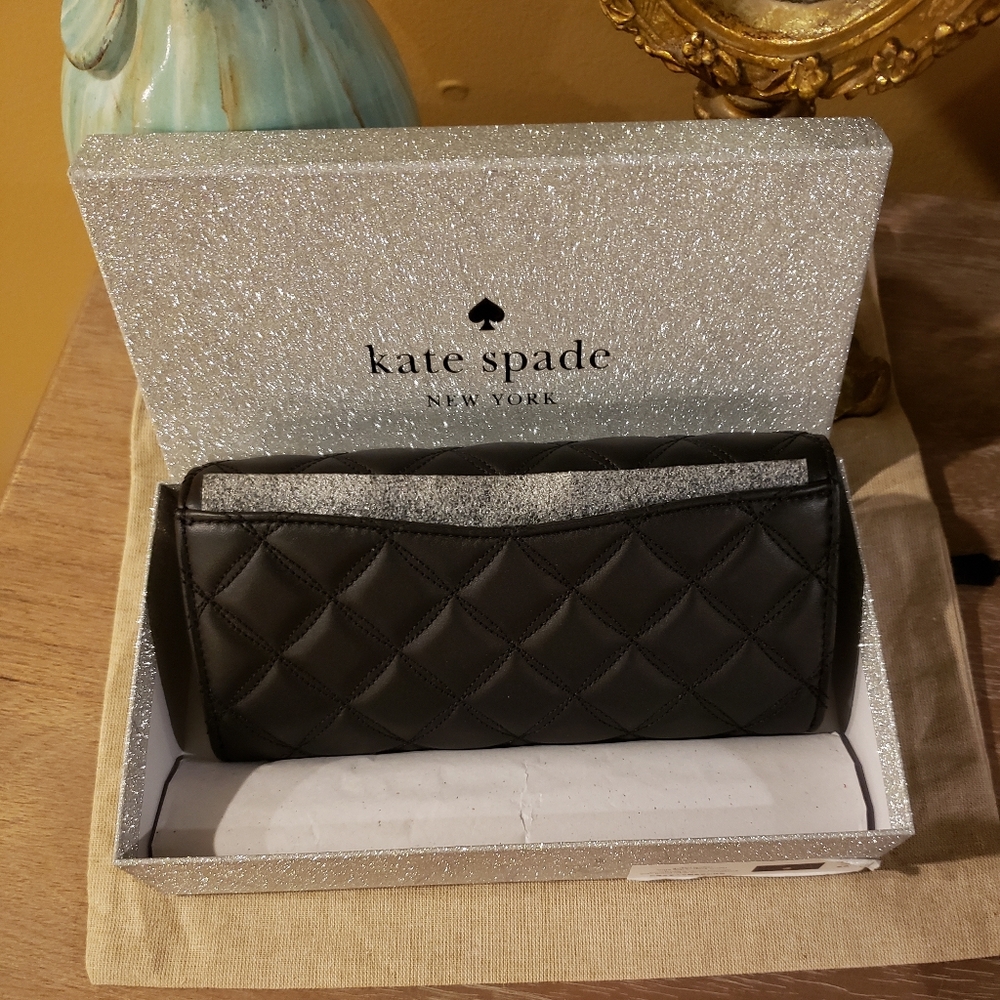 NIB! Kate Spade Black Quilted Leather Turnlock Wallet (Retail $279) - Picture 3 of 10